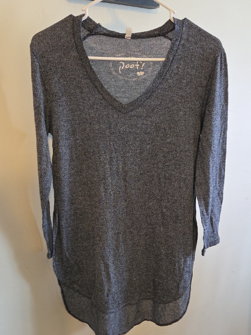 Poof! Charcoal V-Neck Long Sleeve Tunic
